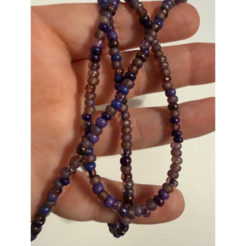 Purple Beaded Eyeglass Chain Holder Glass Seed Bead Sunglasses Lanyard 26 Inch